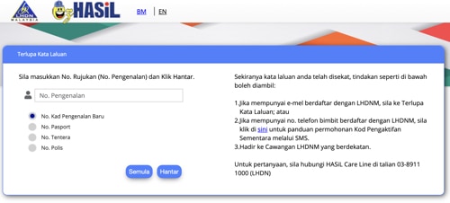edaftar lhdn hasil malaysia