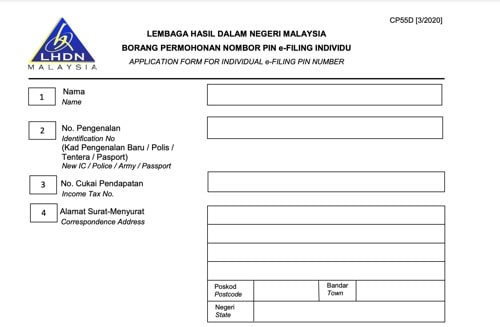 cara nak dapatkan no pin lhdn secara online