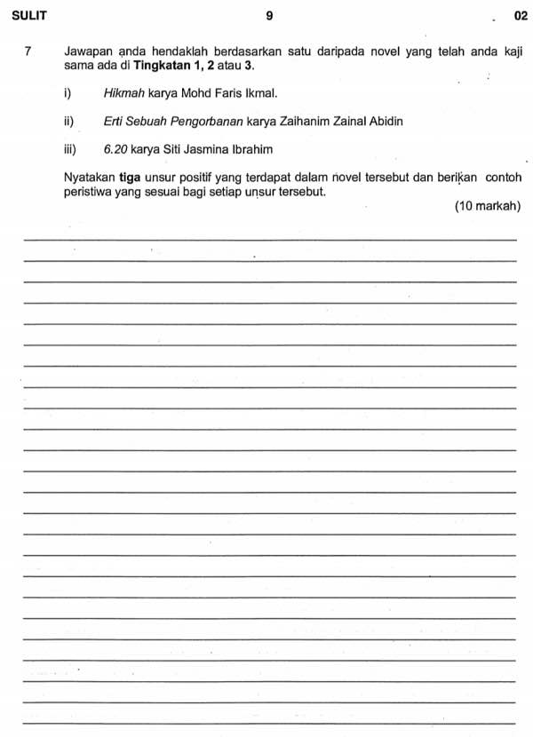 Contoh Soalan Percubaan Bahasa Melayu PT3 2023 (Bank)