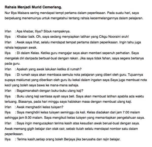 Contoh Dialog Bahasa Melayu 2 Orang Untuk Lisan Temukan Contoh
