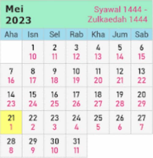 calendar islam 2023