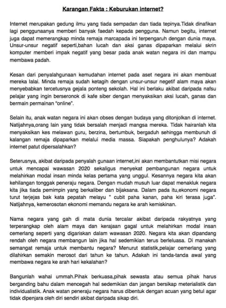 Contoh Karangan Fakta Pt3 Terbaik Bahasa Melayu