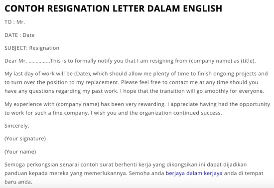 surat resign sebulan 24 jam