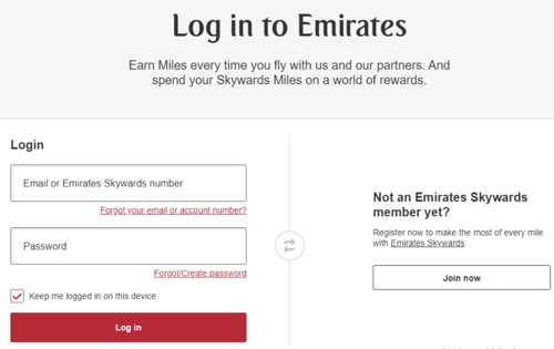 emirates login online