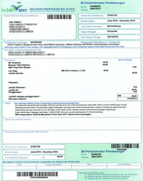 login indah water payment bill online