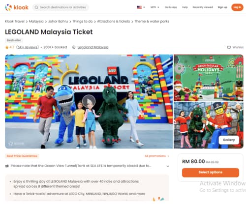 legoland theme park ticket price