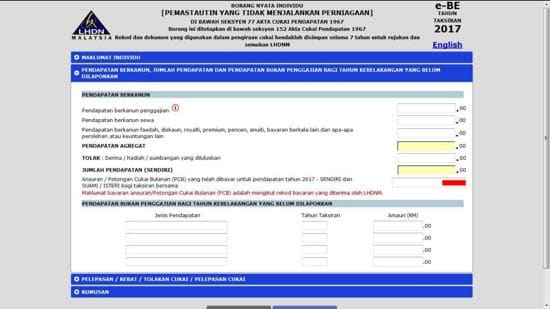 E filing lhdn Business Income