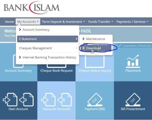semakan penyata bank islam online
