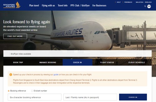 singapore airlines check in online