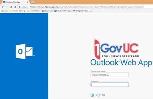 portal webmail 1govuc login email penjawat awam